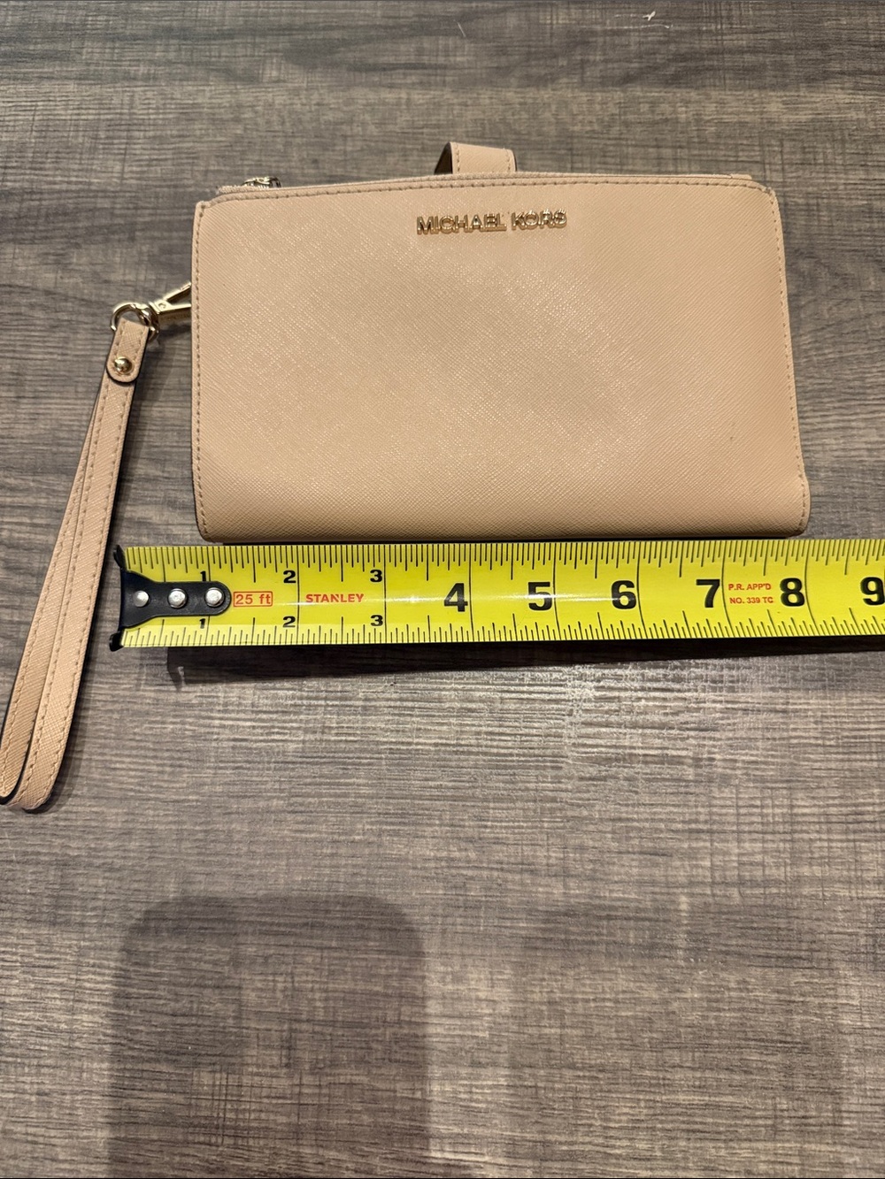 Michael Kors Blush Leather Wristlet Clutch with Gold Hardware